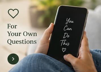 A person holding a phone with an encouraging message on screen.